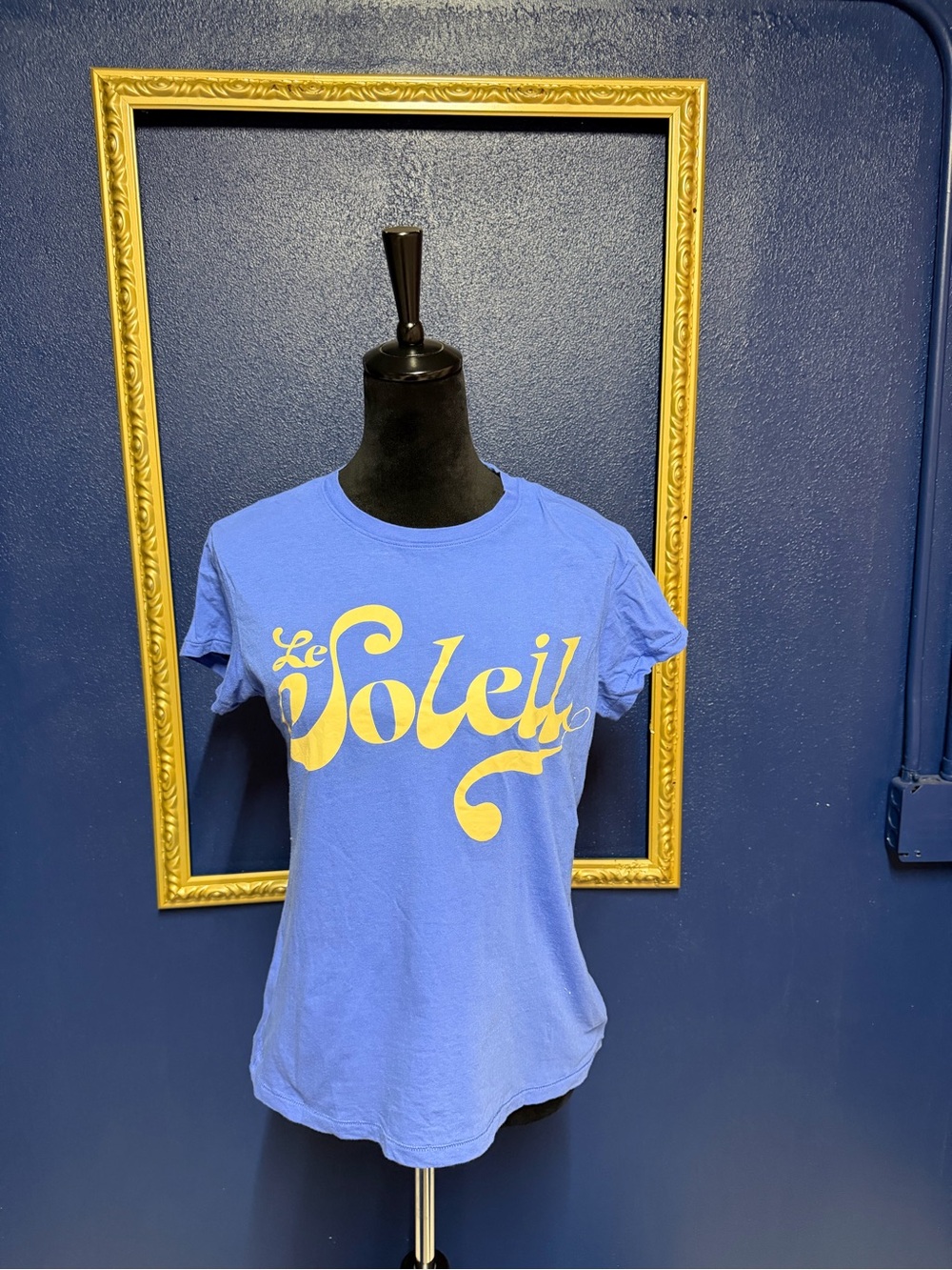 Universal Thread Blue Tee with Yellow 'Le Soleil' Script